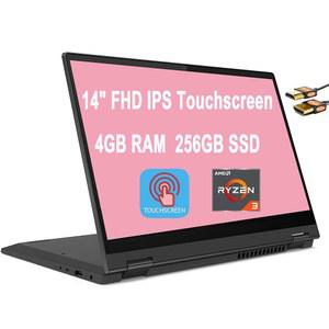 Lenovo Flex 5 2 in 1 노트북 컴퓨터 14인치 FHD IPS 터치스크린 AMD 쿼드코어 Ryzen 3 4300U (비트 i5-10210U) 4GB DDR4 256GB SSD 돌비 오디오 웹캠 윈 10 + HDMI 케이블