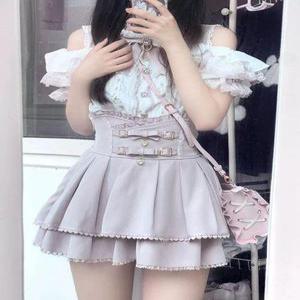일본계 양산형 치마 코디 공주풍 레이스 하이웨스트 스커트