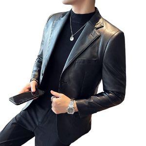 남자 가죽 자켓 pu 정장 마이 블레이져 복고풍 겨울