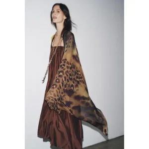 ZARA 애니멀 프린트 실크 모달 스카프