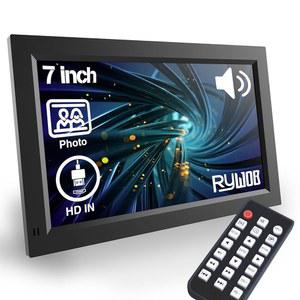 Rywob 7인치 미니 모니터, TFT LCD 화면, HDMI/USB/카드/AV 입력, 내장 스피커가 있는 모니터 및 라즈베리 파이 PC/TV/DVD용 원격 다기능 소형 디스플레이