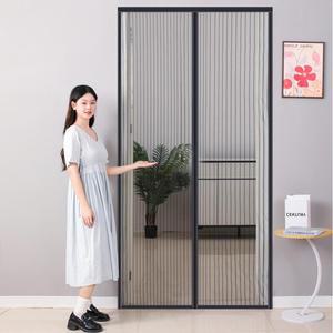 붙이는 자석문모기장 현관문방충망 방문 그물망 블랙 120x210cm