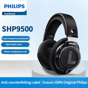 필립스 SHP9500 음악용 HiFi 정밀 스테레오 헤드폰 모바일 컴퓨터 게임용 오픈 HD 마이크 통화 유선 헤드셋