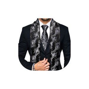 요호와 2PCS 스카프 넥타이 세트 남녀 패션 실크 경량 느낌 프린트 부드러운 넥커치프 랩 선물