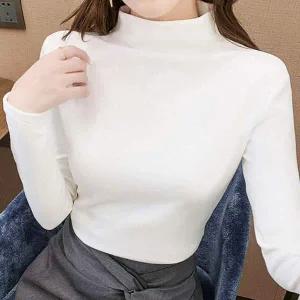 반목 폴라 슬림핏 티셔츠 데일리 여성 목티 무지티