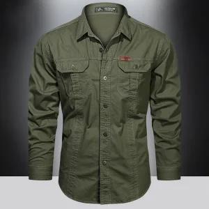3XL 4XL 5XL 6XL 7XL 와이 셔츠 옥스포드 가을 겨울 남자 밀리터리 스타일 코튼 포켓 단색 무지 슬림 캐주