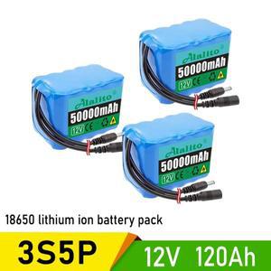 12V 50Ah 3s5p 배터리 팩 18650 리튬 이온 20Ah-50Ah DC12.6V BMS + 충전기가 포함된 초대형 용량 충전식