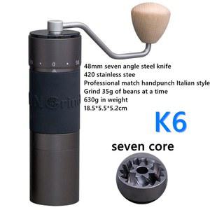 Kingrinder K4/K6 에스프레소 수동 커피 그라인더, 알루미늄 휴대용 밀, 고급 연삭 35g 스테인레스 48mm 스틸, 버,