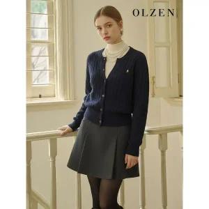 [하프클럽/올젠]여성 로고 케이블 가디건 (ZLD4EC2303)