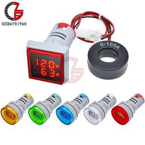 내전압시험기 라운드 스퀘어 AC 디지털 전압계 50V-500V 0-100A 측정기 110V 220V 자동차 오토바이 볼트 테
