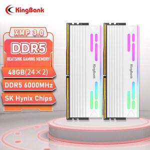 새로운 KingBank RGB 흰색 24Gx2 6000MHZ 48GB 6000 MHZ DDR5 RAM 컴퓨터 PC 데스크탑 메모리 ram ddr5 Hynix 다이 CL28