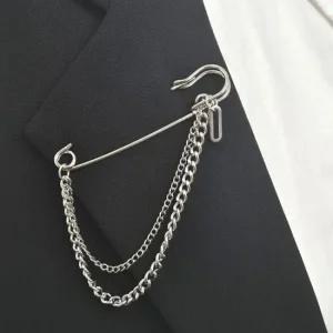브로치 더블체인 캐주얼 남자 아이돌 필수템 패션브로 남자브로치 무대의상 댄스부