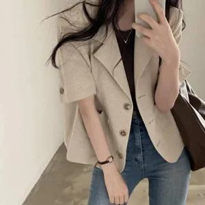 여성 린넨자켓 자켓 반팔 쥬디제이 린넨 여름 (473Cp)