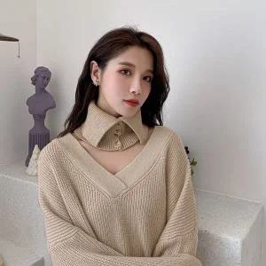 [콩심팥심]6컬러 여성 가을 겨울 니트 페이크 목폴라 넥워머
