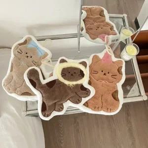 [지앤지] OA 고양이 주방 핸드타올 고리수건 어린이집 준비물 극세사 욕실 화장실