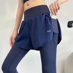 [콩심팥심]커버 반바지 레깅스 일체형 운동복 포켓 Y존 휴대폰
