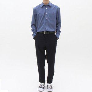 [더셔츠스튜디오] 블루 루즈핏 스판 솔리드 셔츠 (TSS103)