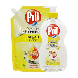 프릴 레몬향 700ml+1000ml 고농축 과일 1종 베이킹소다 주방세제