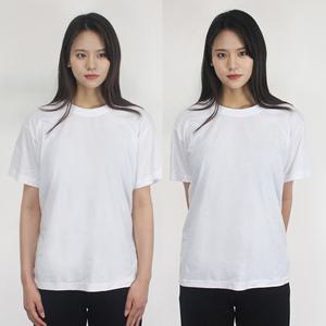 30수 무지 흰색 반팔 티셔츠 기본 라운드 면티 반티