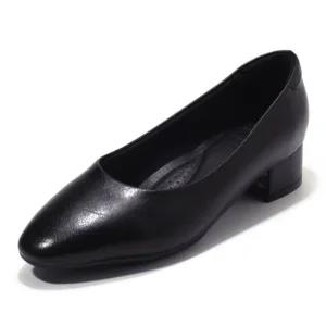[갤러리아] 세라 여성 소가죽 컴포트 펌프스 통굽 구두 C22P901 검정 3CM