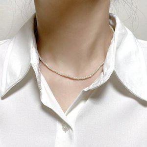 [기타]국내산 3mm 아크릴 진주 목걸이 초커 골드 꼬리체인 여성 패션 쥬얼리 624