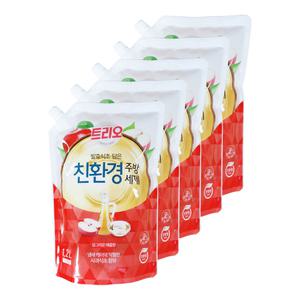 애경 트리오 발효식초 담은 친환경 주방세제 애플향 1.2L 5개 설거지