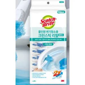 3M 스카치브라이트 올인원 변기청소용 크린스틱 리필 플러스 30입 (+ 크린스틱 핸들팩)
