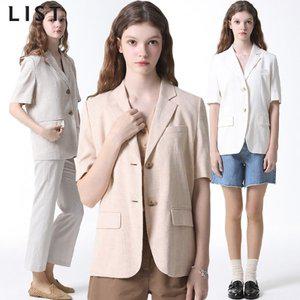 [리스트]LIST)] 린넨 헤링본 반팔 재킷