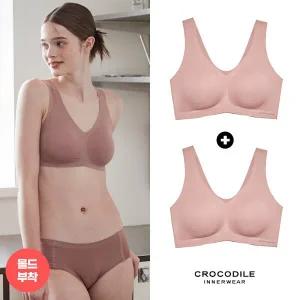 [크로커다일] 라이크라 쉘론 몰드부착 V넥 감탄브라 2종 로즈핑크 CDWBR4O22_2