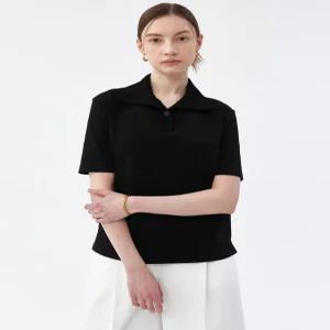 [닥스 여성] [24SS] DLTS4B291BK 클리어런스블랙 나그랑 면혼방 니트카라 반팔티