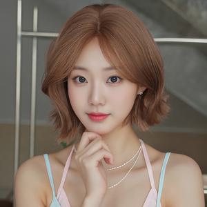 키라비 가발 여성 수제 통가발 가르마 웨이브 단발머리 30cm SZ2092