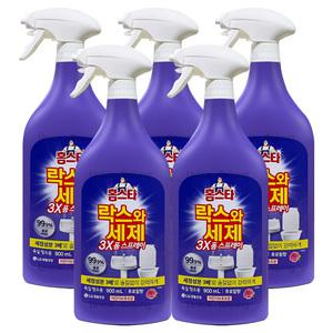 엘지생활건강 홈스타 락스와세제 3X 폼스프레이 후로랄향 900ml 5개 / 욕실청소 세정제