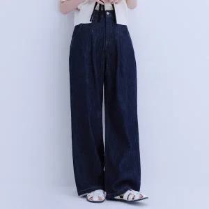[롯데백화점]로엠 하이웨이스트 턱 린넨 와이드 데님(2colors)_RMTJE25G15