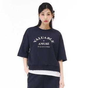 체이스컬트 HC24 여성 그래픽 5부 티셔츠 여성 반팔 트레이닝 셋업 세미루즈핏 티셔츠