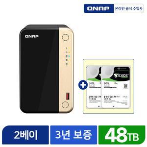 Qnap 큐냅 NAS TS-264-4G-KR 스토리지 하드 합본 48TB 씨게이트 Exos X24 24TB X 2개 HDD 포함