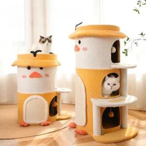 귀여운 오리 3단 캣타워 DIY 소형 고양이 숨숨집 아파트 놀이터
