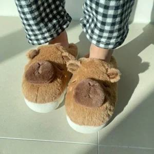 슬리퍼 데이 카피바라털실내화 동물 기본 보온 겨울 (WFJDG6U)