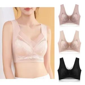 세상편한 레이스 심리스 브라 3P (3컬러) 노와이어 무봉제 속옷 란제리 여성 통기성 학생 