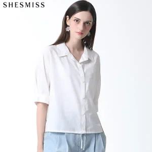 [쉬즈미스(SHESMISS)] 밑단스트링 반팔 숏 셔츠 (택가격: 178000원)