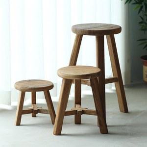 미니원목의자 소형 협탁 화분받침 탄화 보조의자 스툴 73cm 발받침 곡선 나무 편백통나무