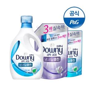 다우니 세탁세제 냄새딥클린1.9L 1개+리필1.4Lx2개