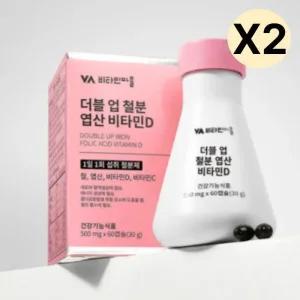 비타민마을 더블업 철분 엽산 비타민D 멀티케어 60PX2