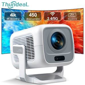 ThundeaL 4K 풀 HD 자동 초점 PG370 미니 안드 스마트 홈 회의 극장 450ANSI 휴대용 빔 PK HY320