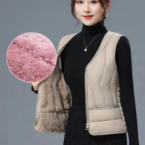 여성 융기모조끼 경량 브이넥조끼 지퍼 허리밴딩 L~4XL 조끼 3color