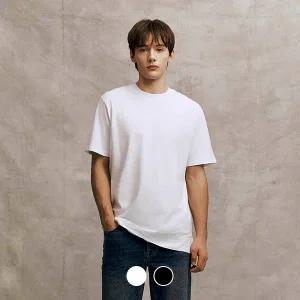 지오다노 남성 사이드 슬릿 오버핏 레이어드용 롱 반팔 티셔츠 024900/01024900 768420