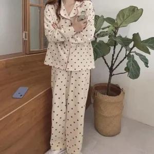[오노마] ONM 실내복 기모 하트 피치 수면 잠옷 세트 상하의