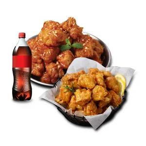 (호식이두마리) (순살SET) 양념치킨+간장치킨+콜라500ml