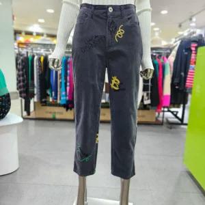 베네통/애플아울렛/패턴 코듀로이 뒷밴딩 배기핏 팬츠 BADPA7561