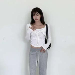 [다잇템] 여자 레이온 탱크 숏가디건 골지 롱슬리브 코디 니트
