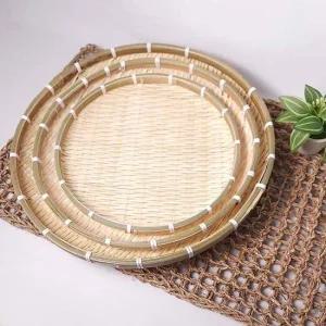 대나무 원형 채반 소쿠리 튀김 전 부침개 35cm